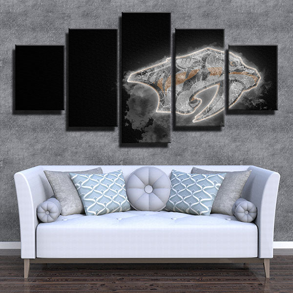 Nashville Predators Logo-Shaped Ice Emblem Canvas Wall Art
