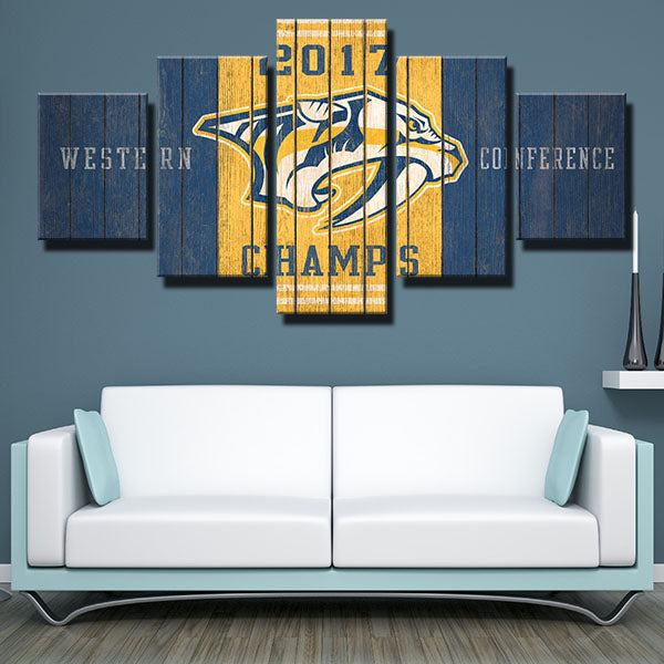 Nashville Predators Vertical Boards Emblem Canvas Wall Art