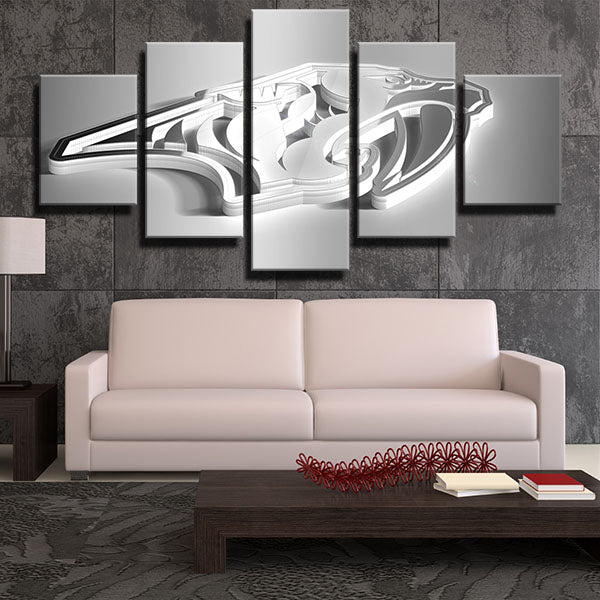 Nashville Predators White 3D Emblem Canvas Wall Art
