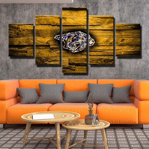 Nashville Predators Yellow Log Emblem Canvas Wall Art
