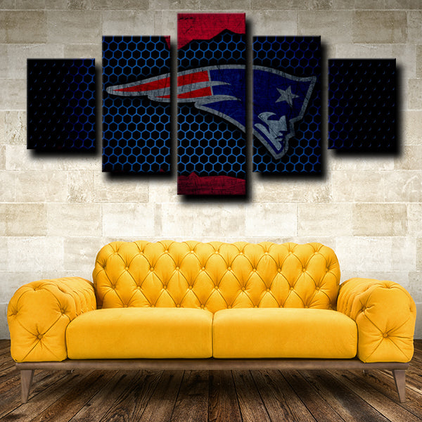 New England Patriots Emblem Dark Canvas Wall Art