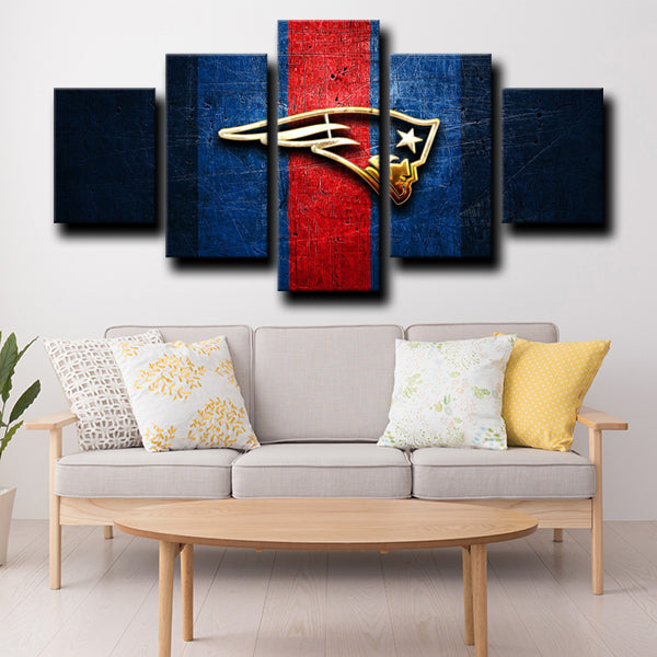 New England Patriots Logo Gold Canvas Wall Art