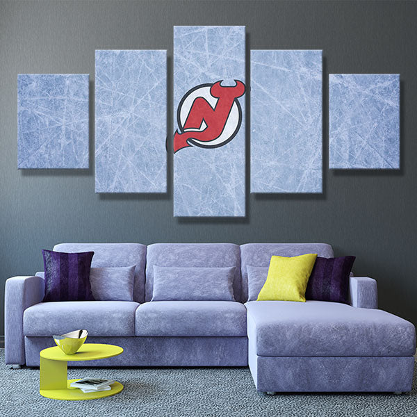 New Jersey Devils Blue Ice Long Emblem Canvas Wall Art