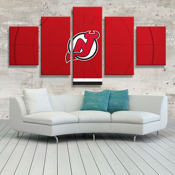 New Jersey Devils Excitement Emblem Canvas Wall Art