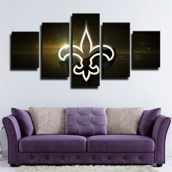 New Orleans Saints Team Badge Black Canvas Wall Art