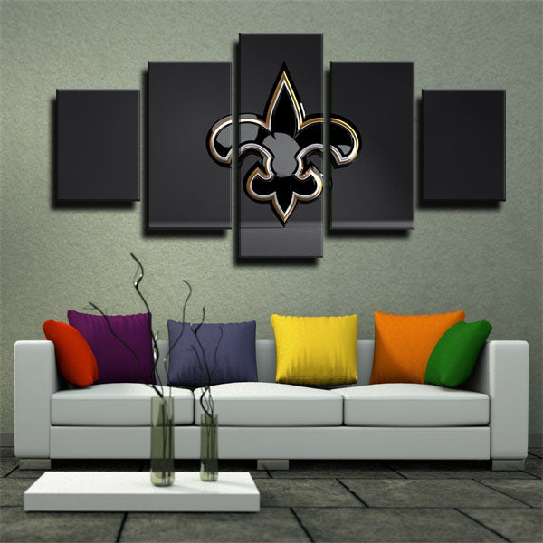 New Orleans Saints Team Black Embleme Canvas Wall Art