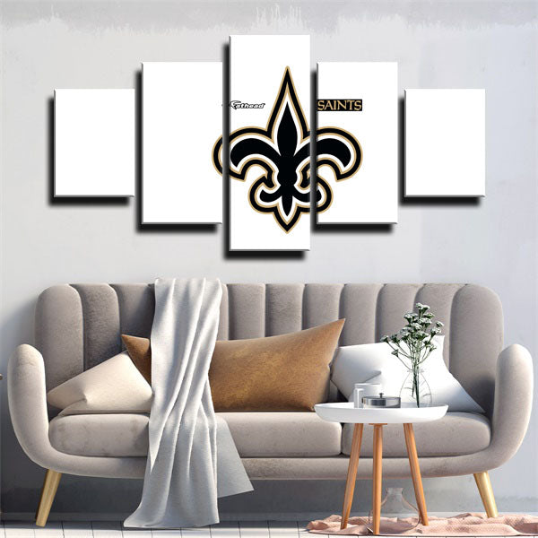 New Orleans Saints Team Logo White Canvas Wall Art