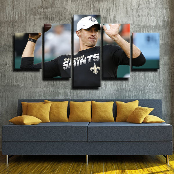 New Orleans Saints Team Quarterback Breesuus Drew Brees Portrait Canvas Wall Art