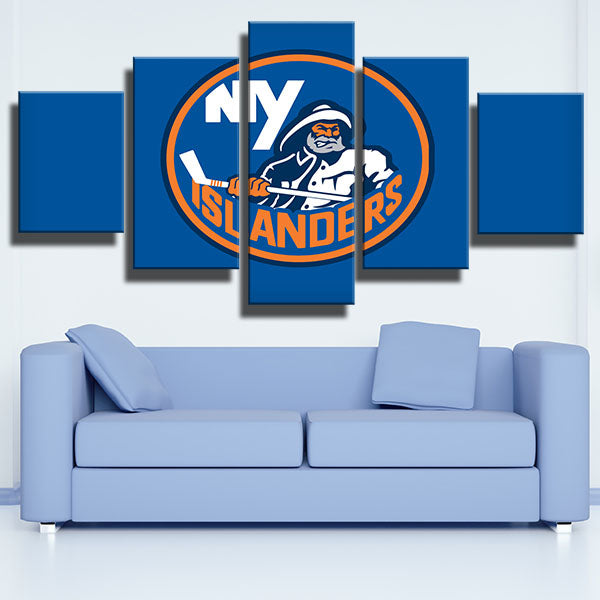 New York Islanders Blue Fisherman Emblem Canvas Wall Art
