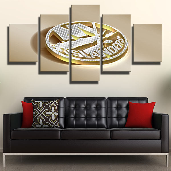 New York Islanders Gold 3D Emblem Canvas Wall Art