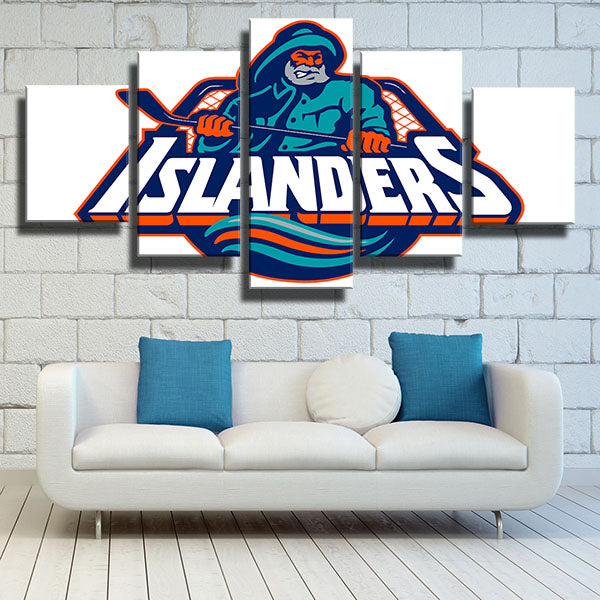 New York Islanders Logo Fisherman Home Decor Emblem Canvas Wall Art