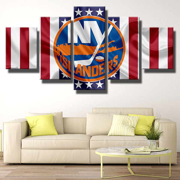 New York Islanders The U.S. Flag Fisherman Emblem Canvas Wall Art