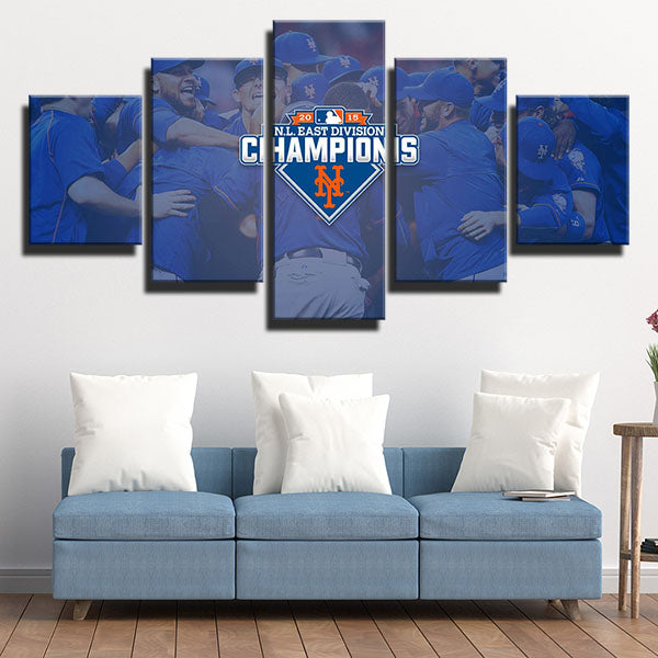New York Mets All Team Champions Emblem Canvas Wall Art