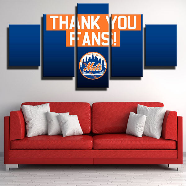 New York Mets Blue Simple Emblem Canvas Wall Art