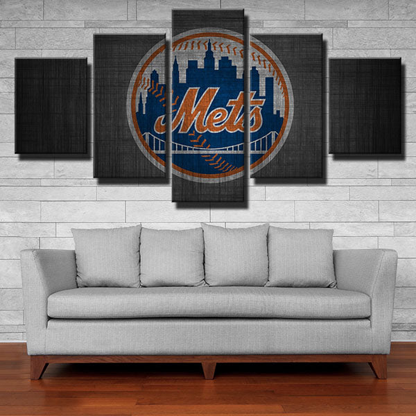 New York Mets Dark Grey Emblem Canvas Wall Art