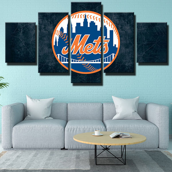New York Mets Dark Style Emblem Canvas Wall Art