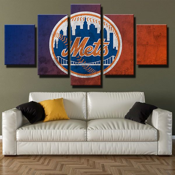 New York Mets Gradient Emblem Canvas Wall Art