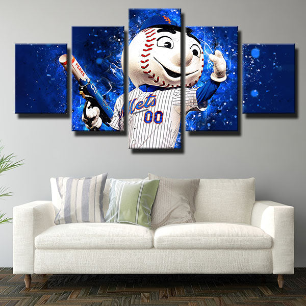 New York Mets Mascot Mr. Met Emblem Canvas Wall Art