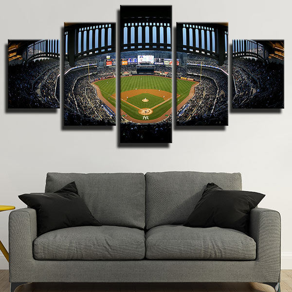 New York Yankees Home Night View Emblem Canvas Wall Art