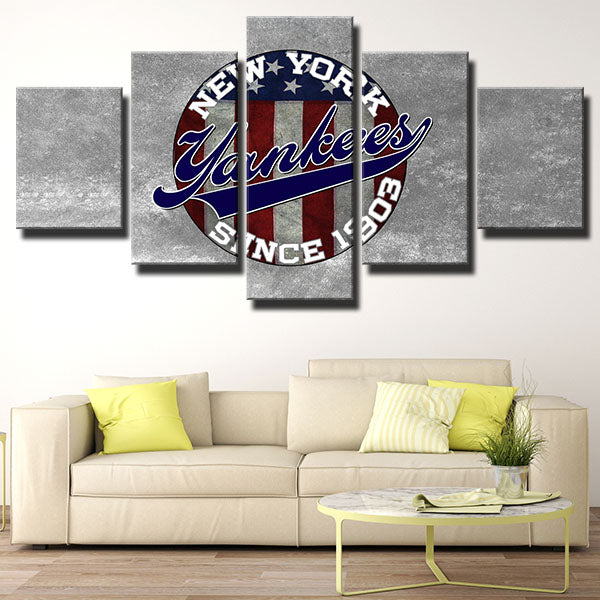 New York Yankees Team U.S. Flag Emblem Canvas Wall Art