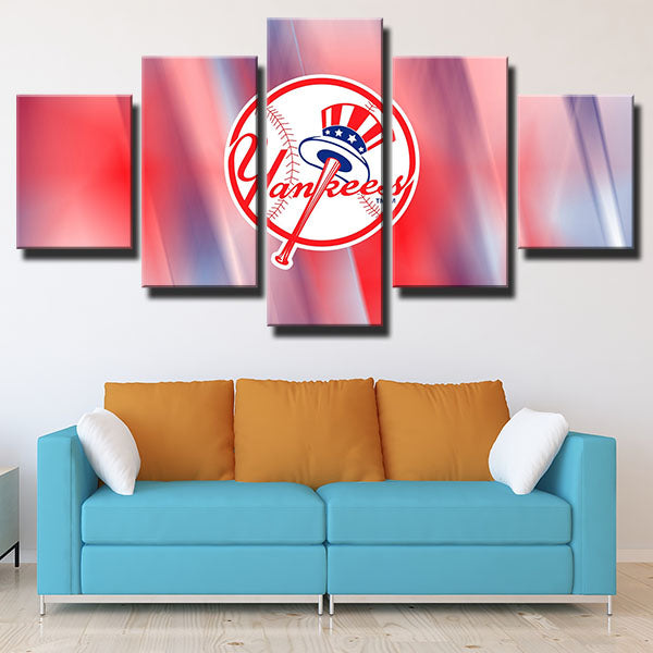 New York Yankees Water Pink Emblem Canvas Wall Art