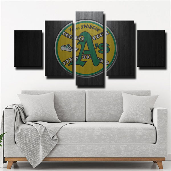 Oakland Athletics Emblem Yellow Canvas Wall Art