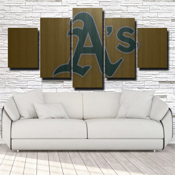 Oakland Athletics Grenn Emblem Brown Canvas Wall Art