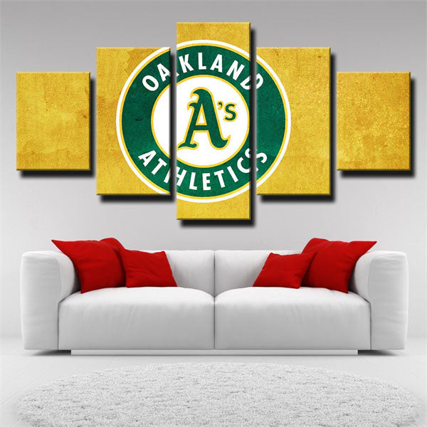 Oakland Athletics Yellow Logo Canvas Wall Art
