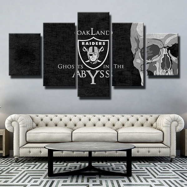 Oakland Raiders Black Ash Emblem Canvas Wall Art
