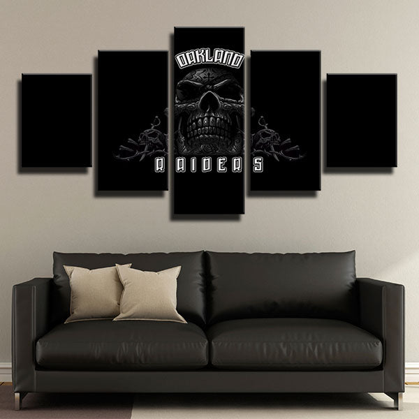 Oakland Raiders Black Skull Emblem Canvas Wall Art