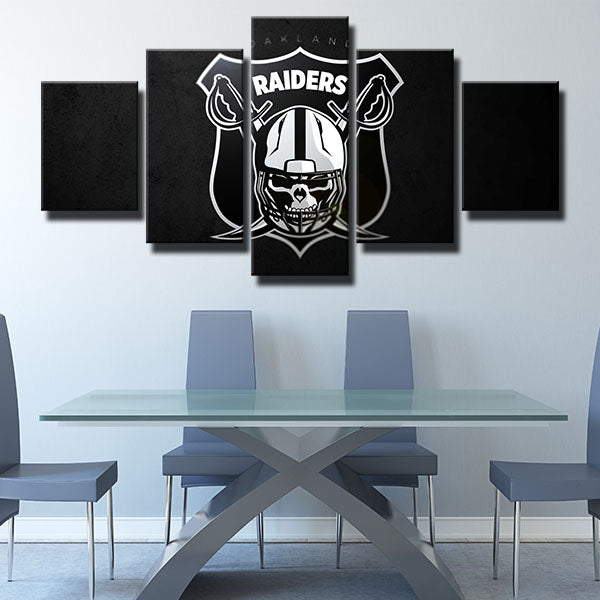Oakland Raiders Cartoon Skull Emblem Canvas Wall Art