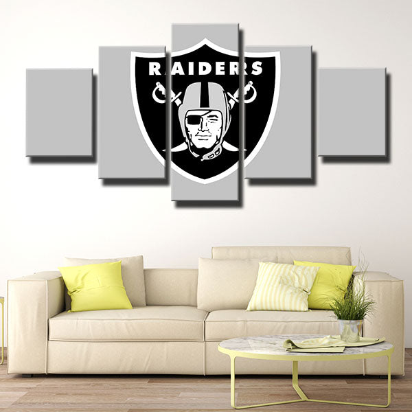 Oakland Raiders Gray Emblem Canvas Wall Art