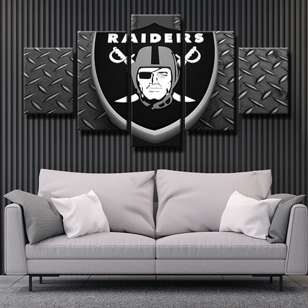 Oakland Raiders Iron Emblem Canvas Wall Art