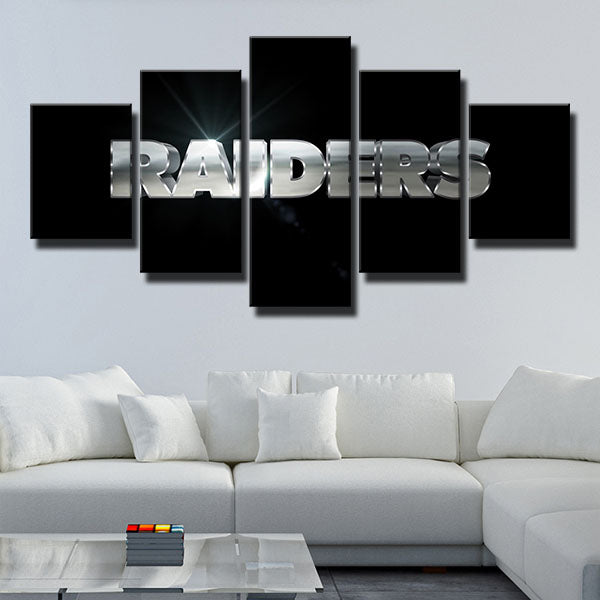 Oakland Raiders Team Name Emblem Canvas Wall Art