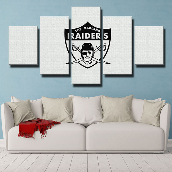 Oakland Raiders White Paper Emblem Canvas Wall Art