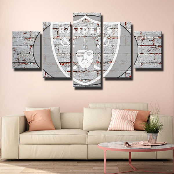 Oakland Raiders White Wall Emblem Canvas Wall Art