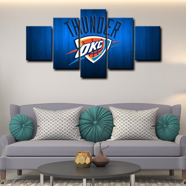 Oklahoma City Thunder Thunder Logo Canvas Wall Art
