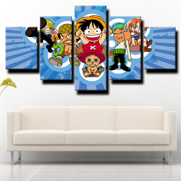 One Piece All Members Blue Canvas Wall Art