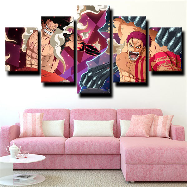 One Piece Charlotte Katakuri And Monkey D. Luffy Canvas Wall Art