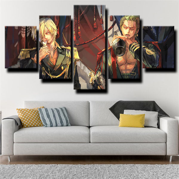 One Piece Drinking Roronoa Zoro And Smoking Sanji Canvas Wall Art
