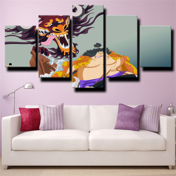 One Piece Kaido Gray Canvas Wall Art