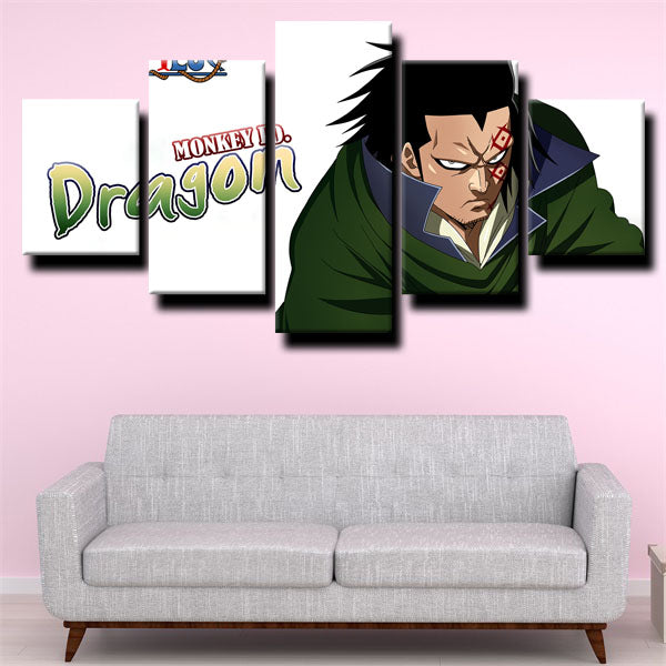 One Piece Monkey D. Dragon White Canvas Wall Art