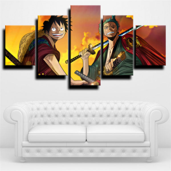 One Piece Monkey D. Luffy And Roronoa Zoro Canvas Wall Art