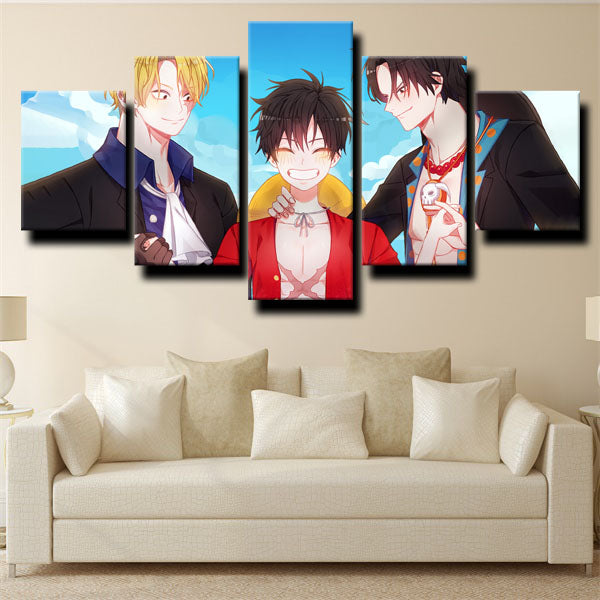 One Piece Monkey D. Luffy And Two Partners Canvas Wall Art