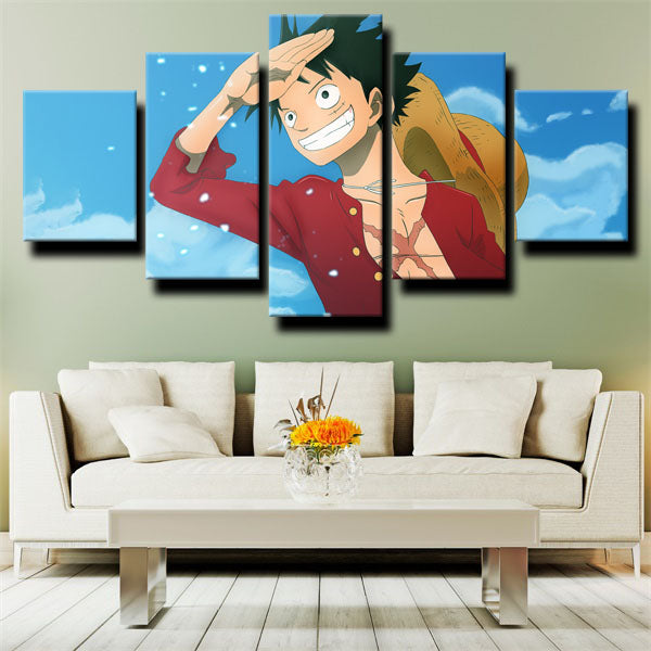 One Piece Monkey D. Luffy Blue Canvas Wall Art