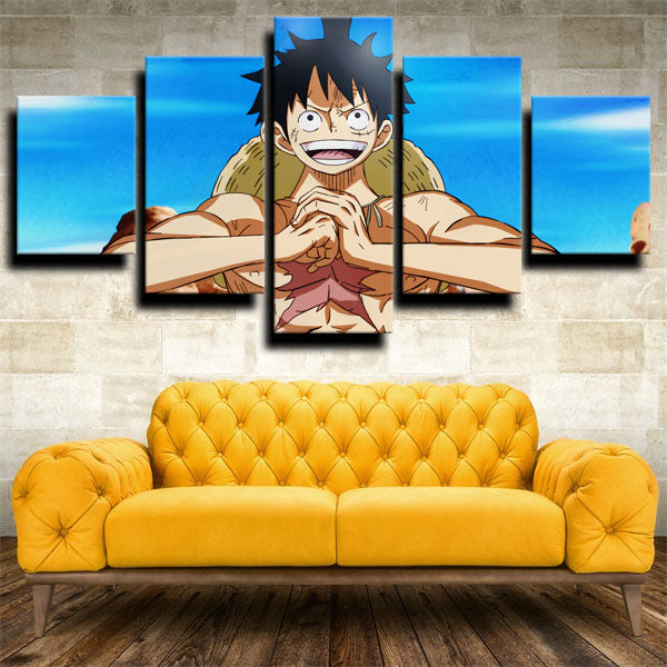 One Piece Monkey D. Luffy Blue Canvas Wall Art