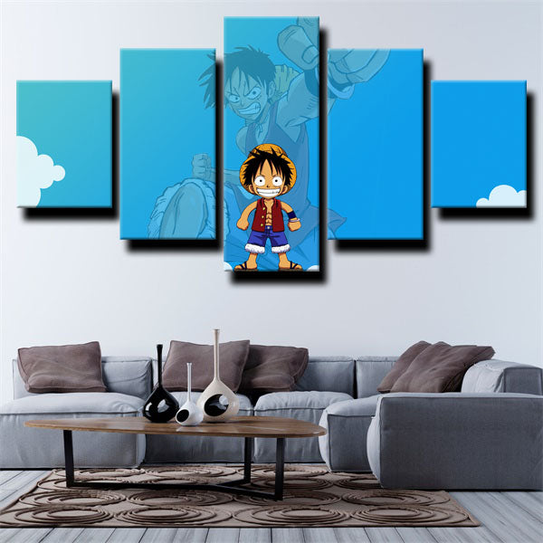 One Piece Monkey D. Luffy Blue Canvas Wall Art