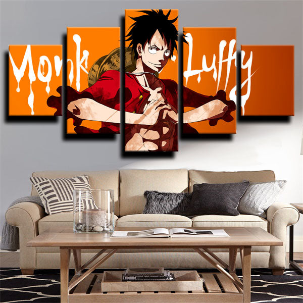 One Piece Monkey D. Luffy Orange Canvas Wall Art