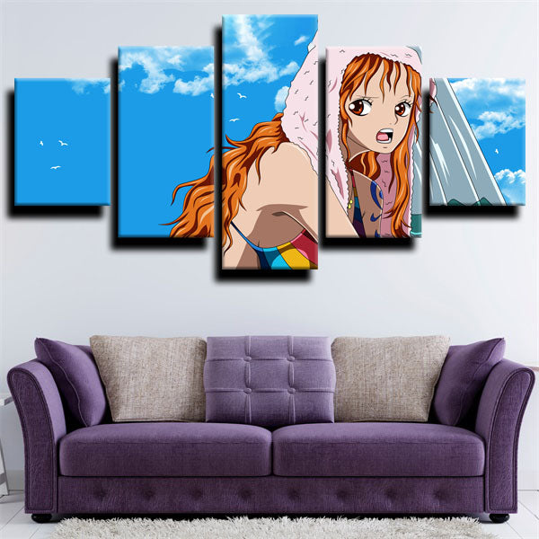 One Piece Nami Blue Canvas Wall Art