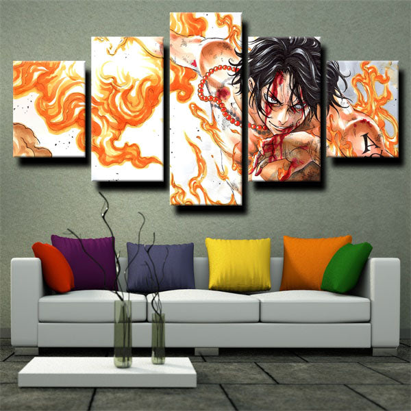 One Piece Portgas D. Ace Bleeding Canvas Wall Art
